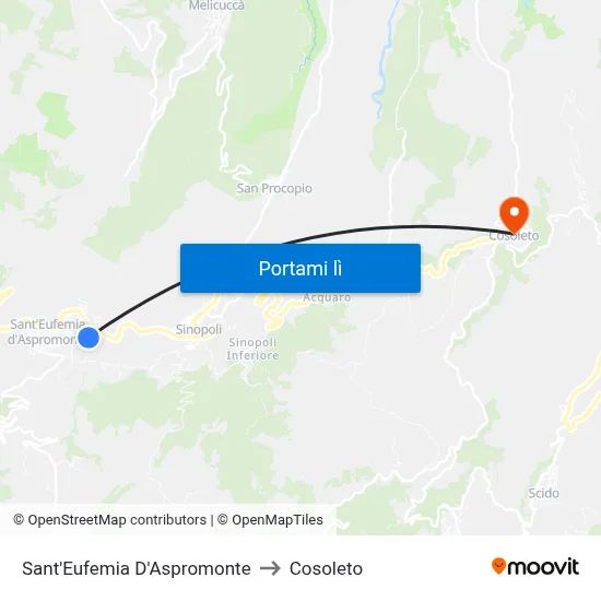 Sant'Eufemia D'Aspromonte to Cosoleto map