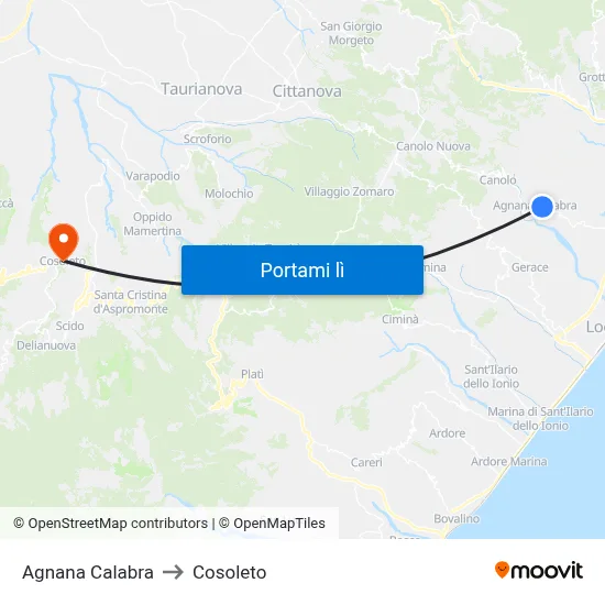 Agnana Calabra to Cosoleto map