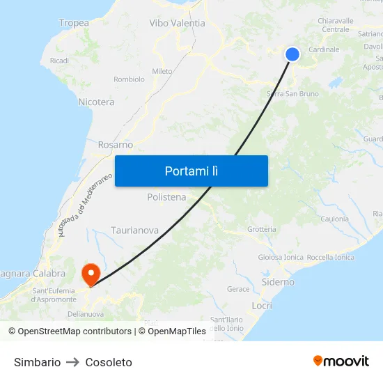 Simbario to Cosoleto map