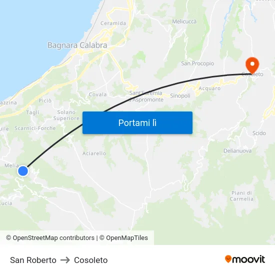 San Roberto to Cosoleto map