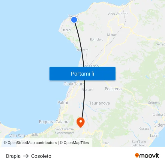 Drapia to Cosoleto map