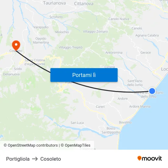 Portigliola to Cosoleto map