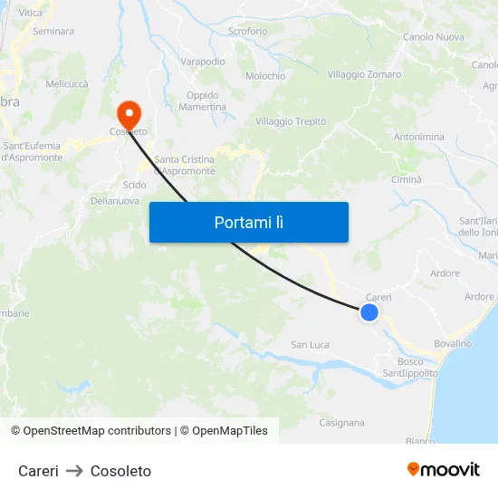 Careri to Cosoleto map