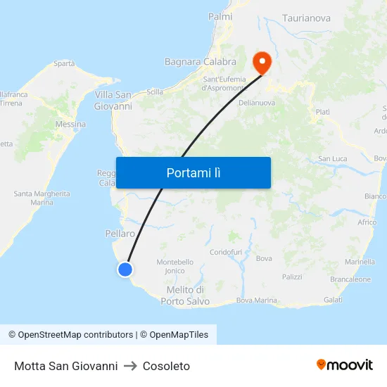 Motta San Giovanni to Cosoleto map