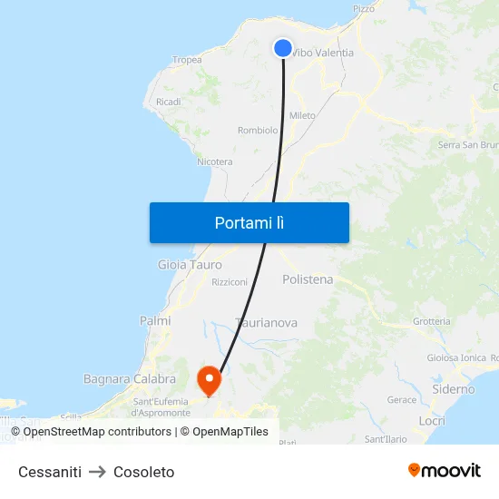 Cessaniti to Cosoleto map