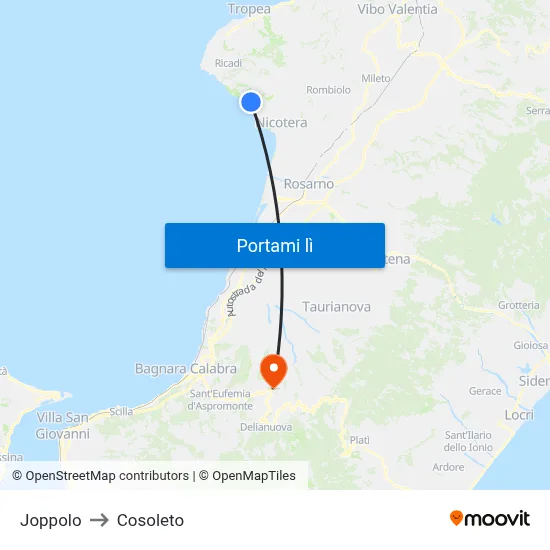 Joppolo to Cosoleto map