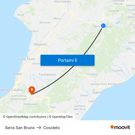 Serra San Bruno to Cosoleto map