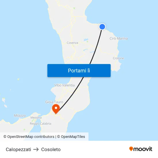 Calopezzati to Cosoleto map