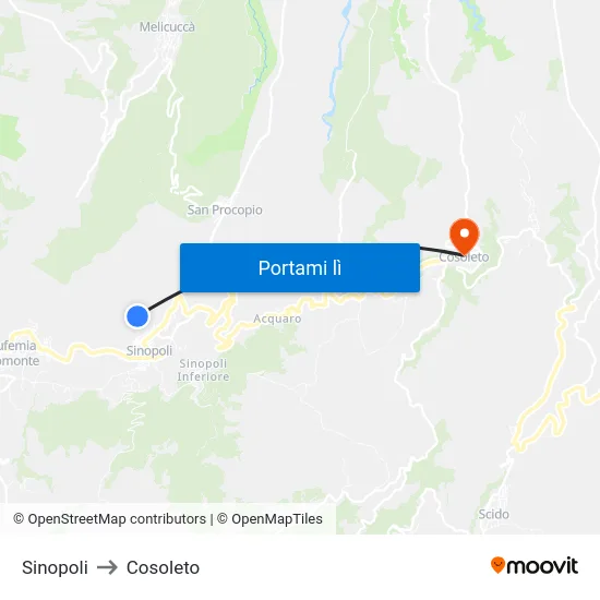 Sinopoli to Cosoleto map