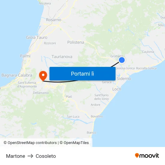 Martone to Cosoleto map