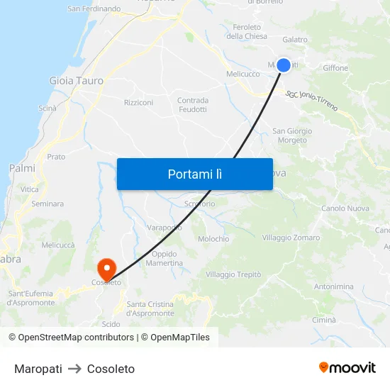 Maropati to Cosoleto map