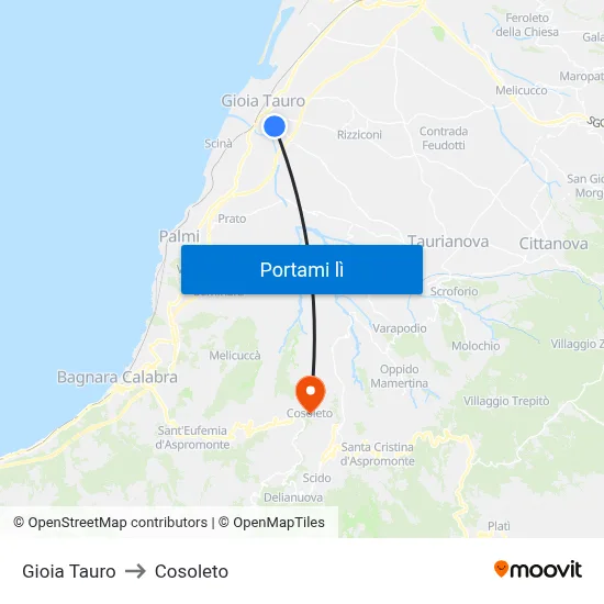 Gioia Tauro to Cosoleto map