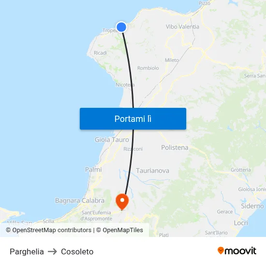 Parghelia to Cosoleto map