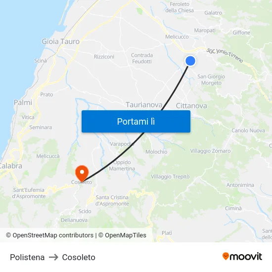 Polistena to Cosoleto map