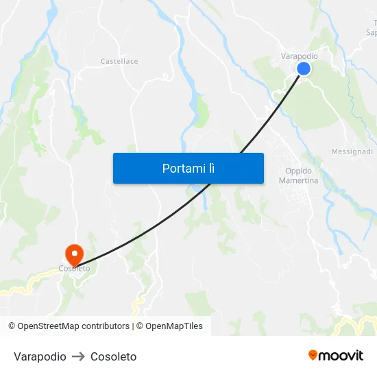 Varapodio to Cosoleto map