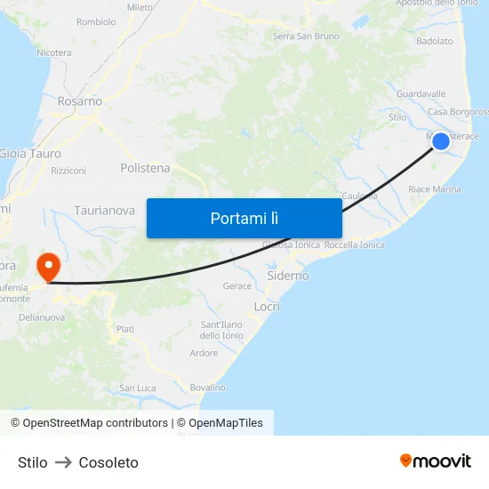 Stilo to Cosoleto map