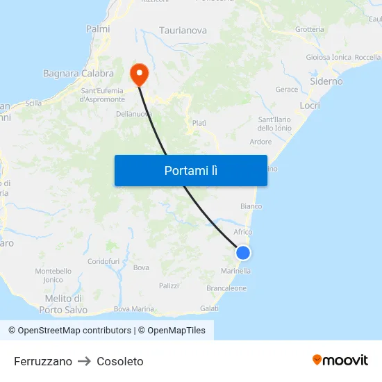 Ferruzzano to Cosoleto map
