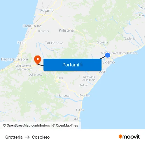 Grotteria to Cosoleto map