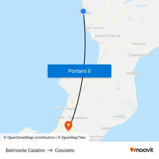 Belmonte Calabro to Cosoleto map