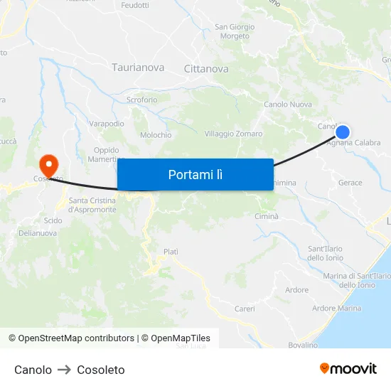 Canolo to Cosoleto map