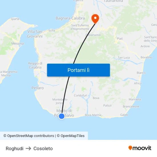Roghudi to Cosoleto map