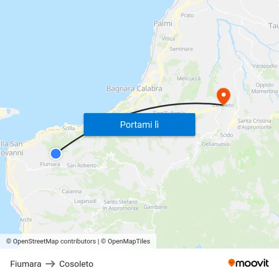 Fiumara to Cosoleto map