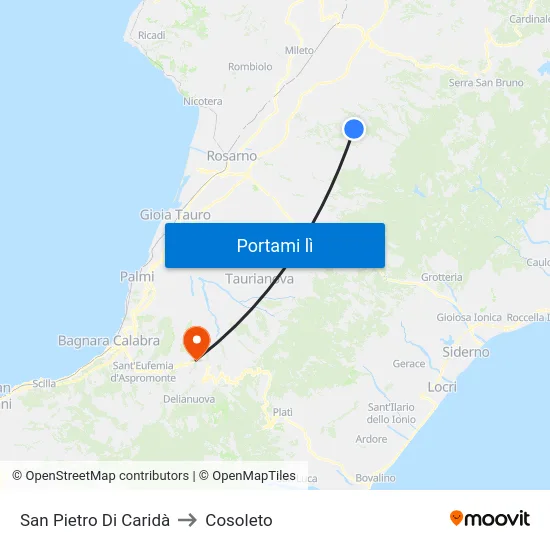 San Pietro Di Caridà to Cosoleto map