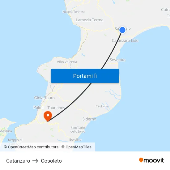 Catanzaro to Cosoleto map