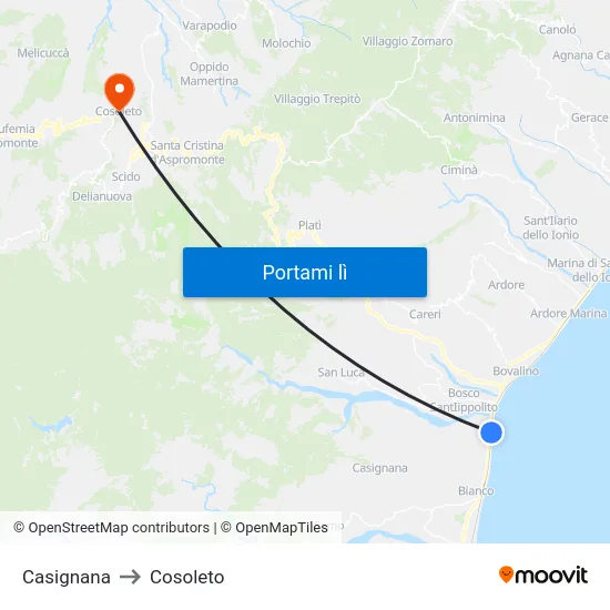 Casignana to Cosoleto map