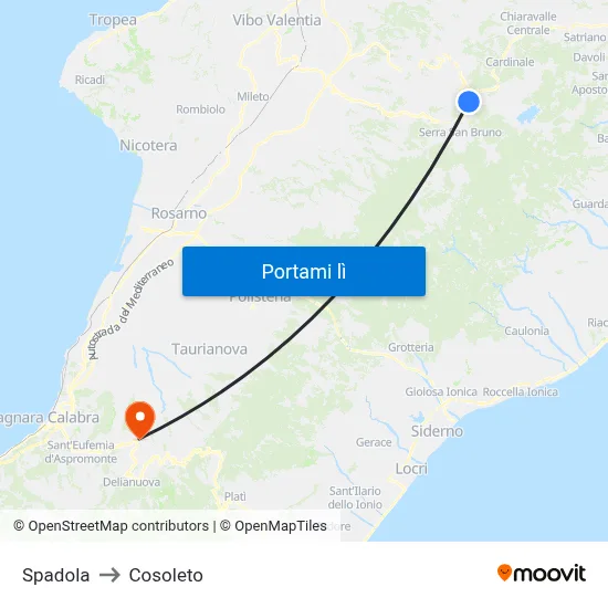 Spadola to Cosoleto map