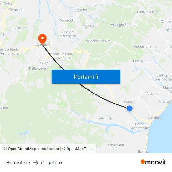 Benestare to Cosoleto map