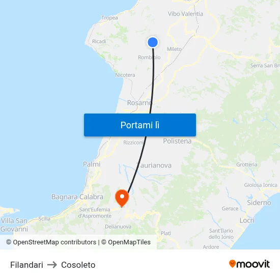 Filandari to Cosoleto map