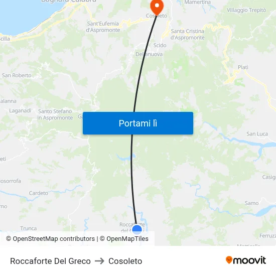 Roccaforte Del Greco to Cosoleto map