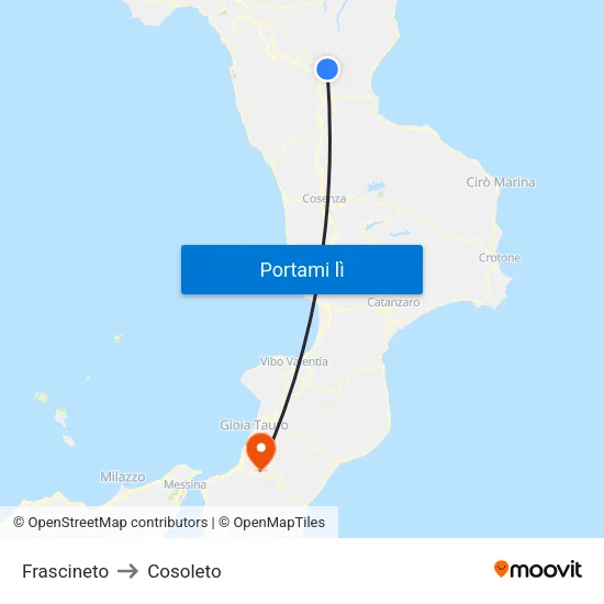 Frascineto to Cosoleto map