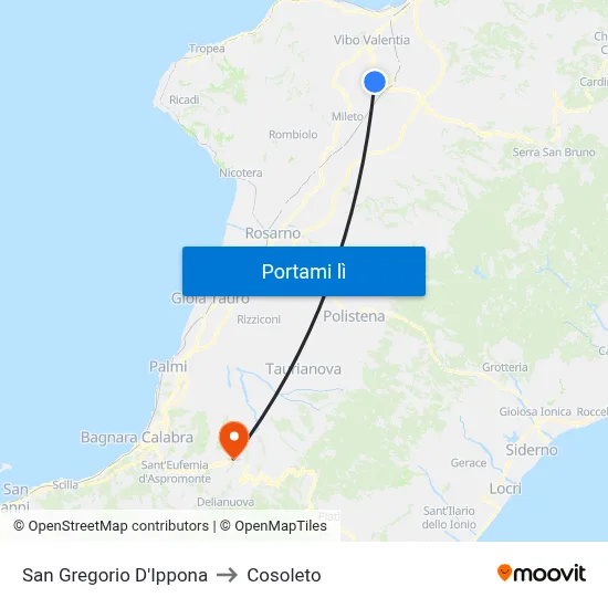 San Gregorio D'Ippona to Cosoleto map
