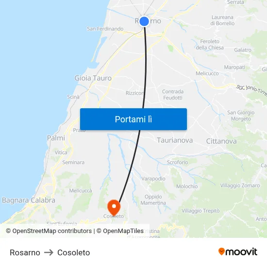 Rosarno to Cosoleto map