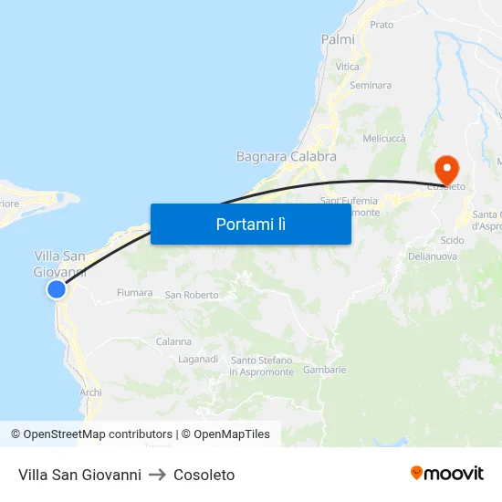 Villa San Giovanni to Cosoleto map