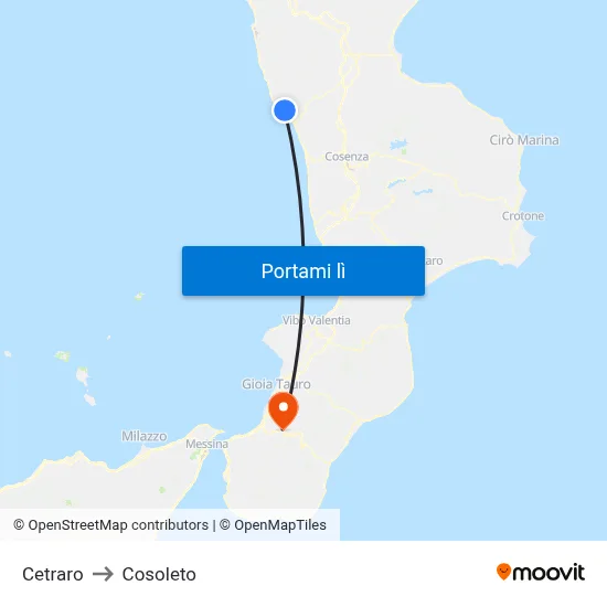 Cetraro to Cosoleto map