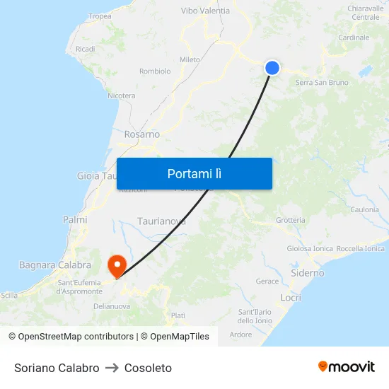 Soriano Calabro to Cosoleto map