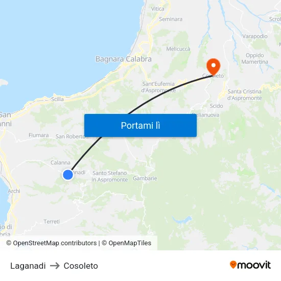 Laganadi to Cosoleto map
