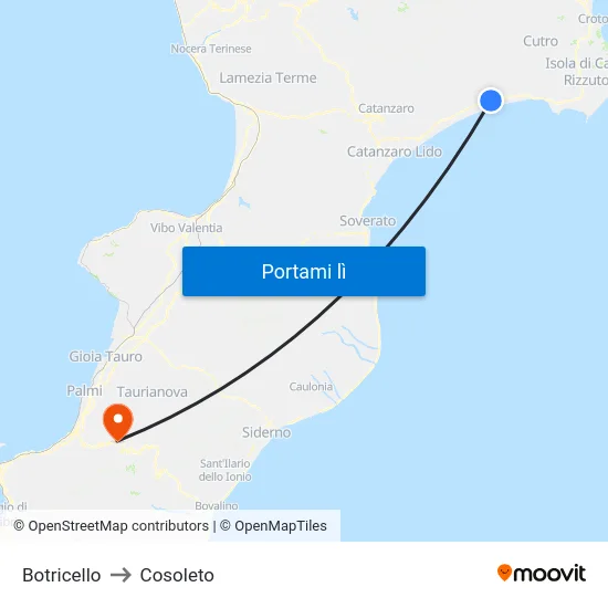 Botricello to Cosoleto map