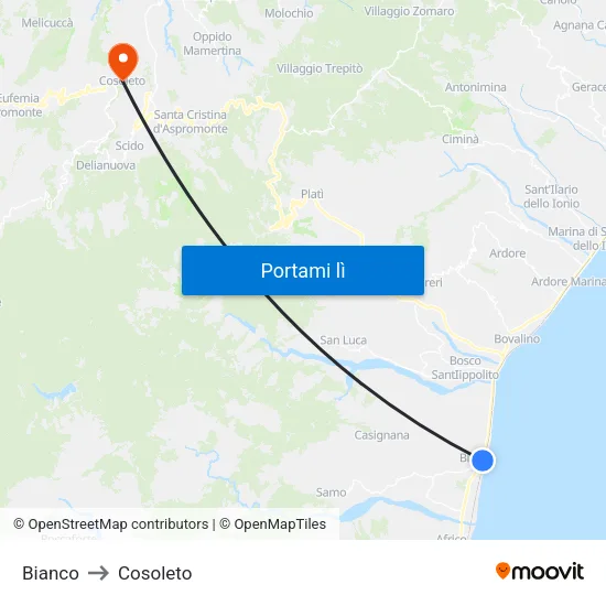 Bianco to Cosoleto map