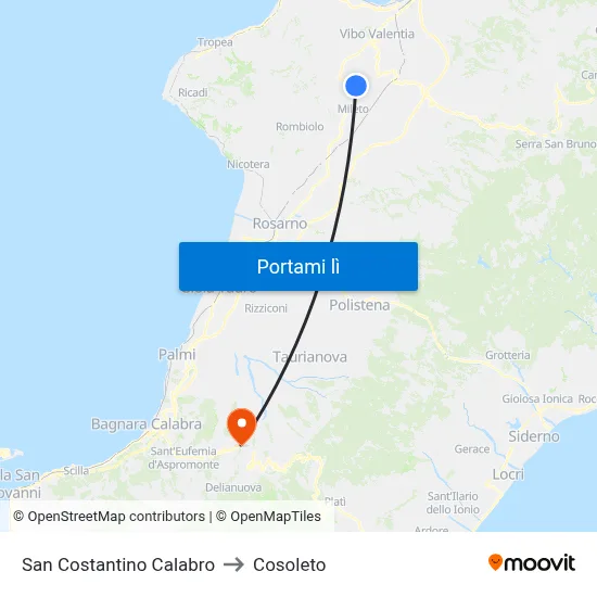 San Costantino Calabro to Cosoleto map