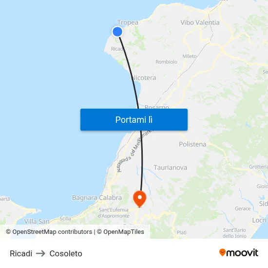 Ricadi to Cosoleto map