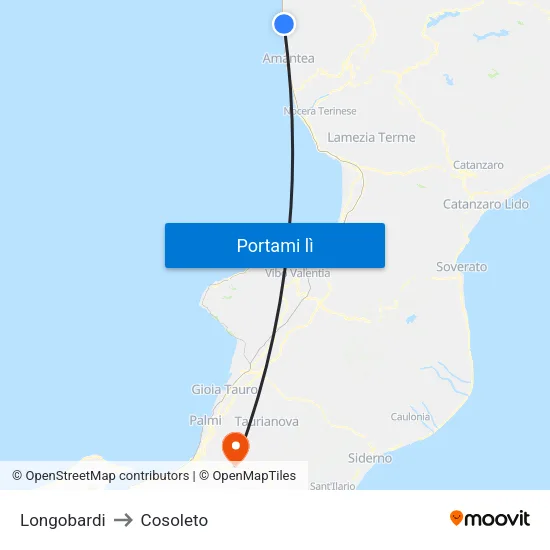 Longobardi to Cosoleto map