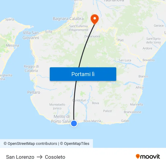 San Lorenzo to Cosoleto map
