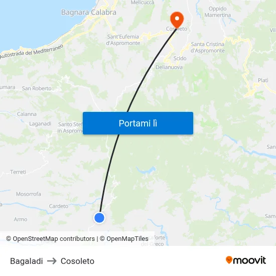 Bagaladi to Cosoleto map