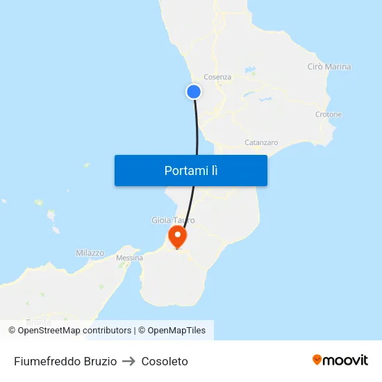 Fiumefreddo Bruzio to Cosoleto map