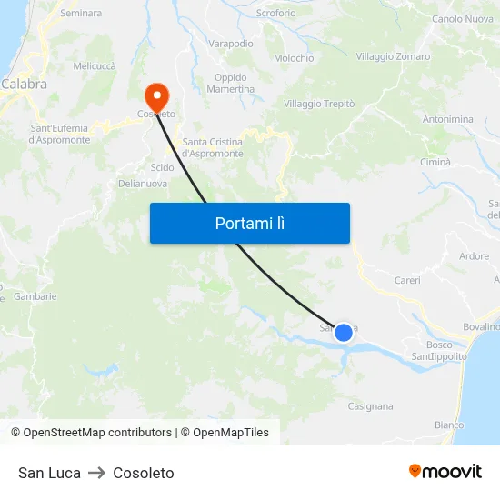 San Luca to Cosoleto map