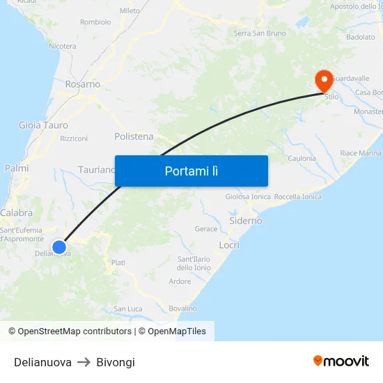 Delianuova to Bivongi map